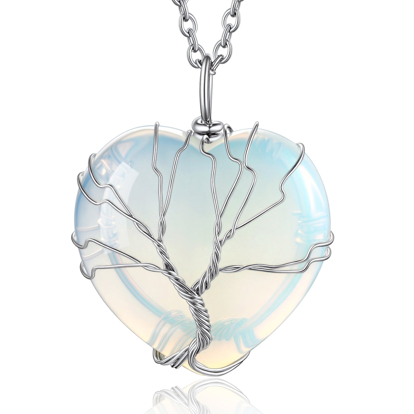 Bestyle Crystal Tree of Life Necklace – June Birthstone Moonstone Pendant Gift for Women