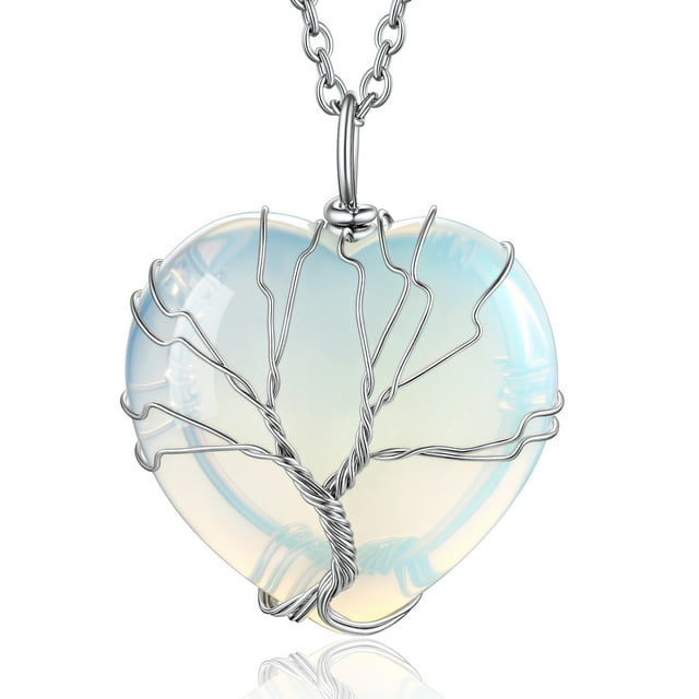 Bestyle Crystal Tree of Life Necklace – June Birthstone Moonstone Pendant Gift for Women