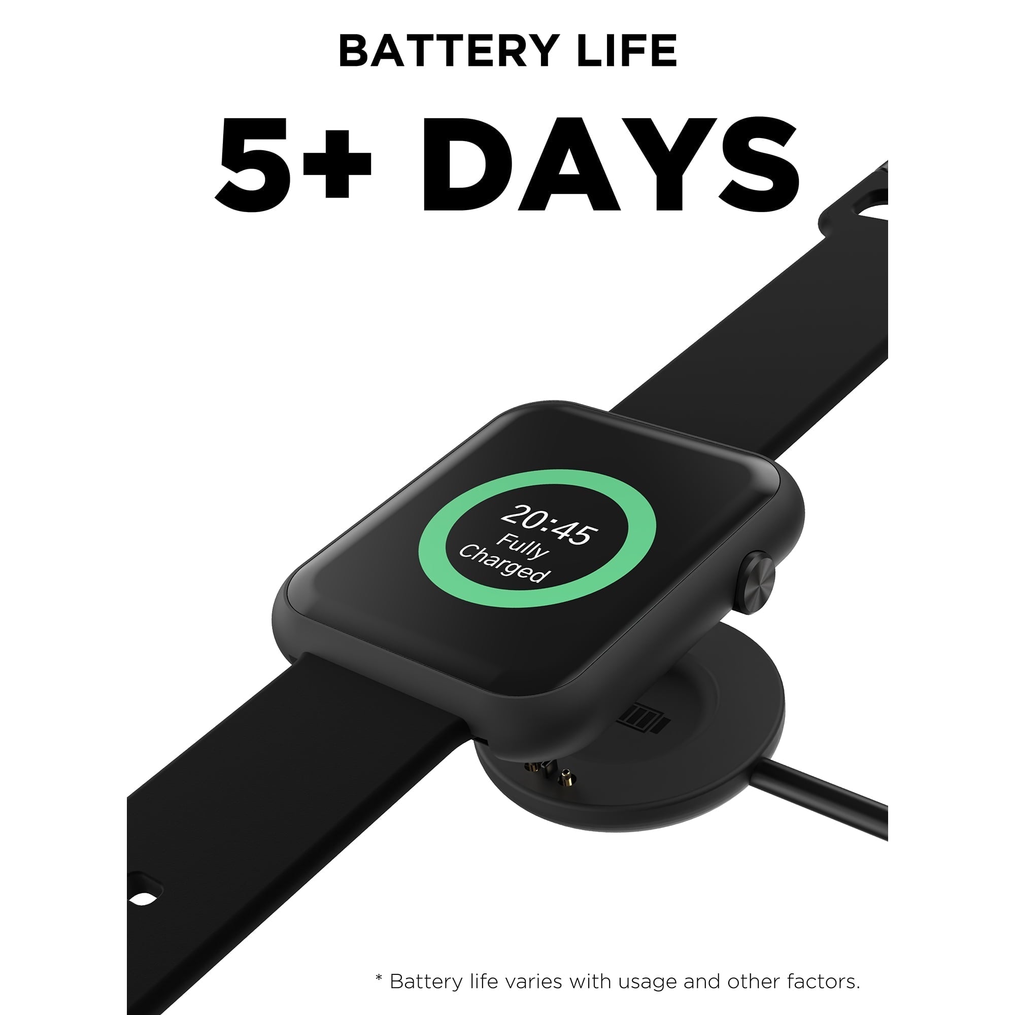 iTech Fusion 3 Unisex Adult Rectangular Smart Watch, Black, Silicone Strap