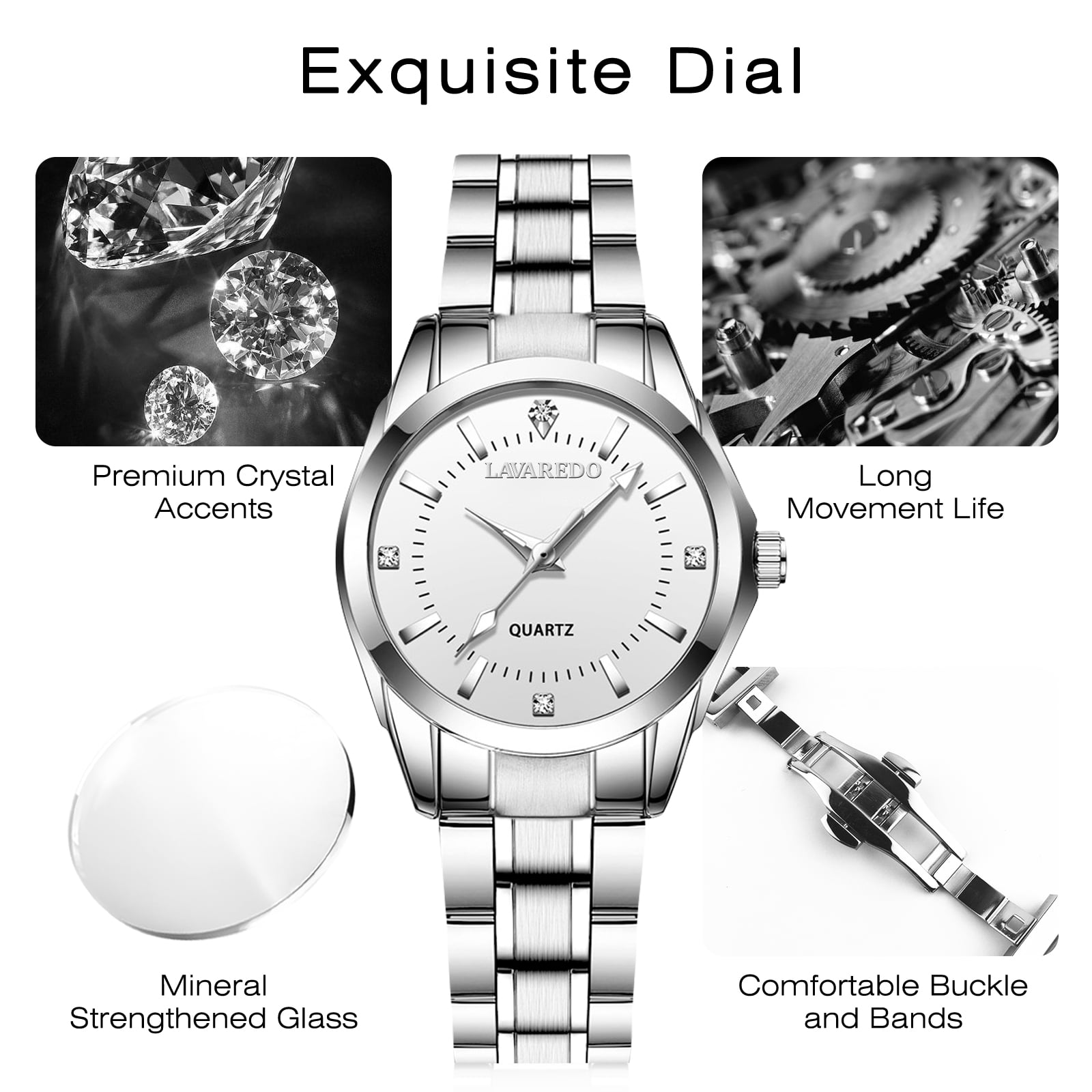 Bomieux Women Watch Quartz Lady Wristwatch with Solid Stainess Steel Band Luminous Pointer 3ATM Waterproof Watch Gift for Woman