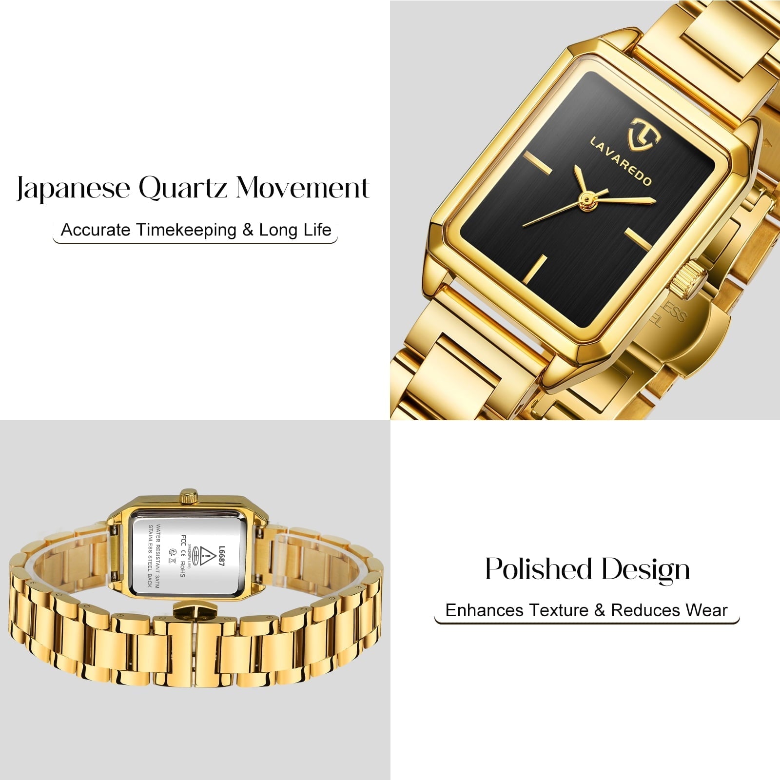 Watches for Women Luxury Ladies Quartz Wrist Watches Stainless Steel Bracelet,Waterproof Square Ladies Watches Mother's Day Gifts for Women