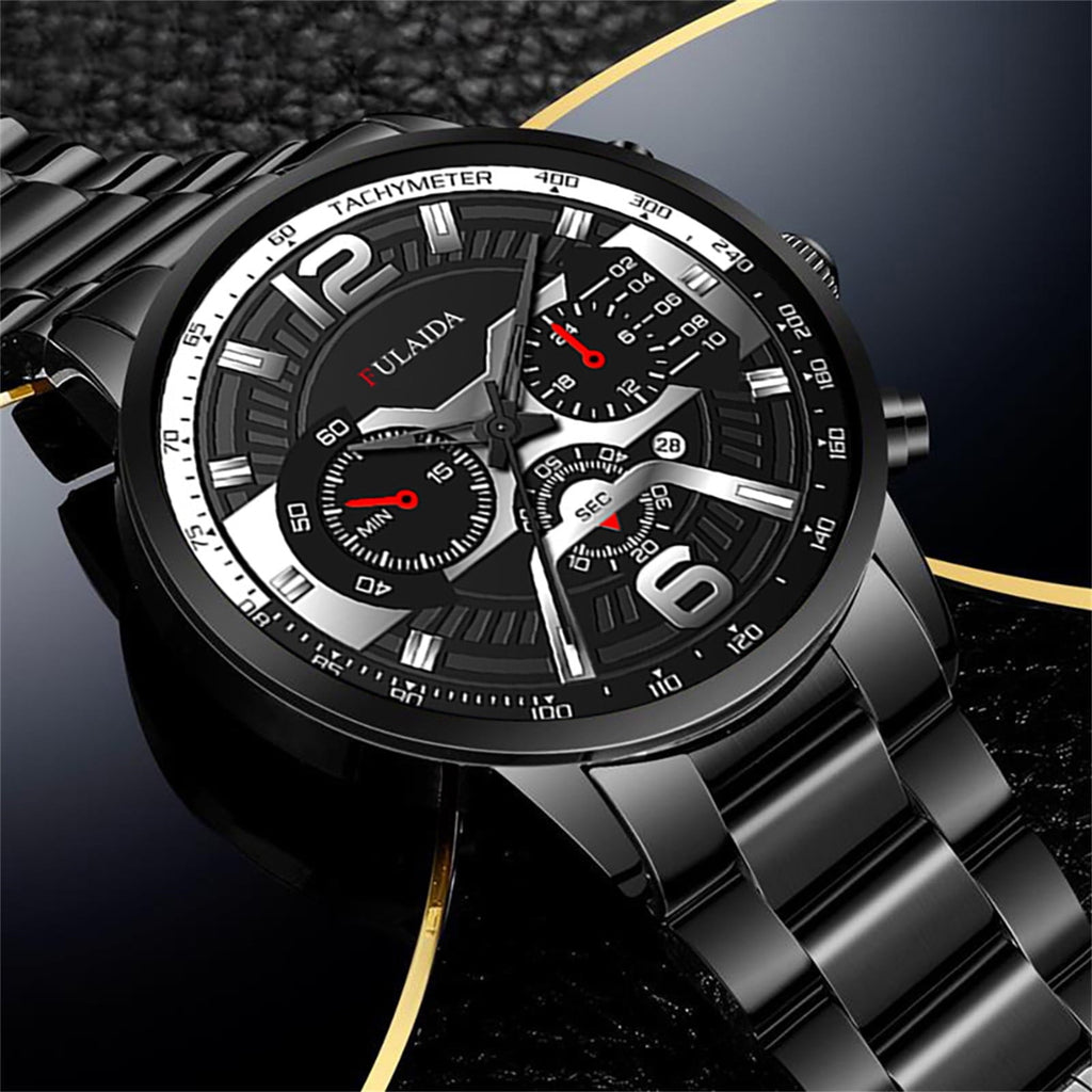 JIaleilei Fashion Sport Men's Stainless Steel Case Steel Band Quartz Analog Wrist Watch A1000m-1bvt