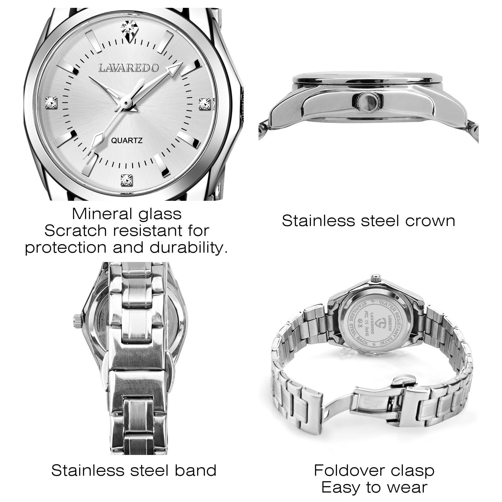 Bomieux Women Watch Quartz Lady Wristwatch with Solid Stainess Steel Band Luminous Pointer 3ATM Waterproof Watch Gift for Woman