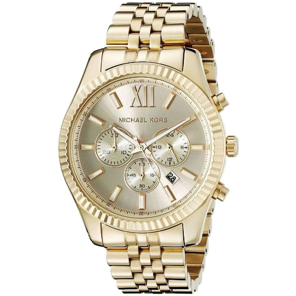 Michael Kors Men's Lexington Gold-Tone Chronograph Metal Watch, MK8281