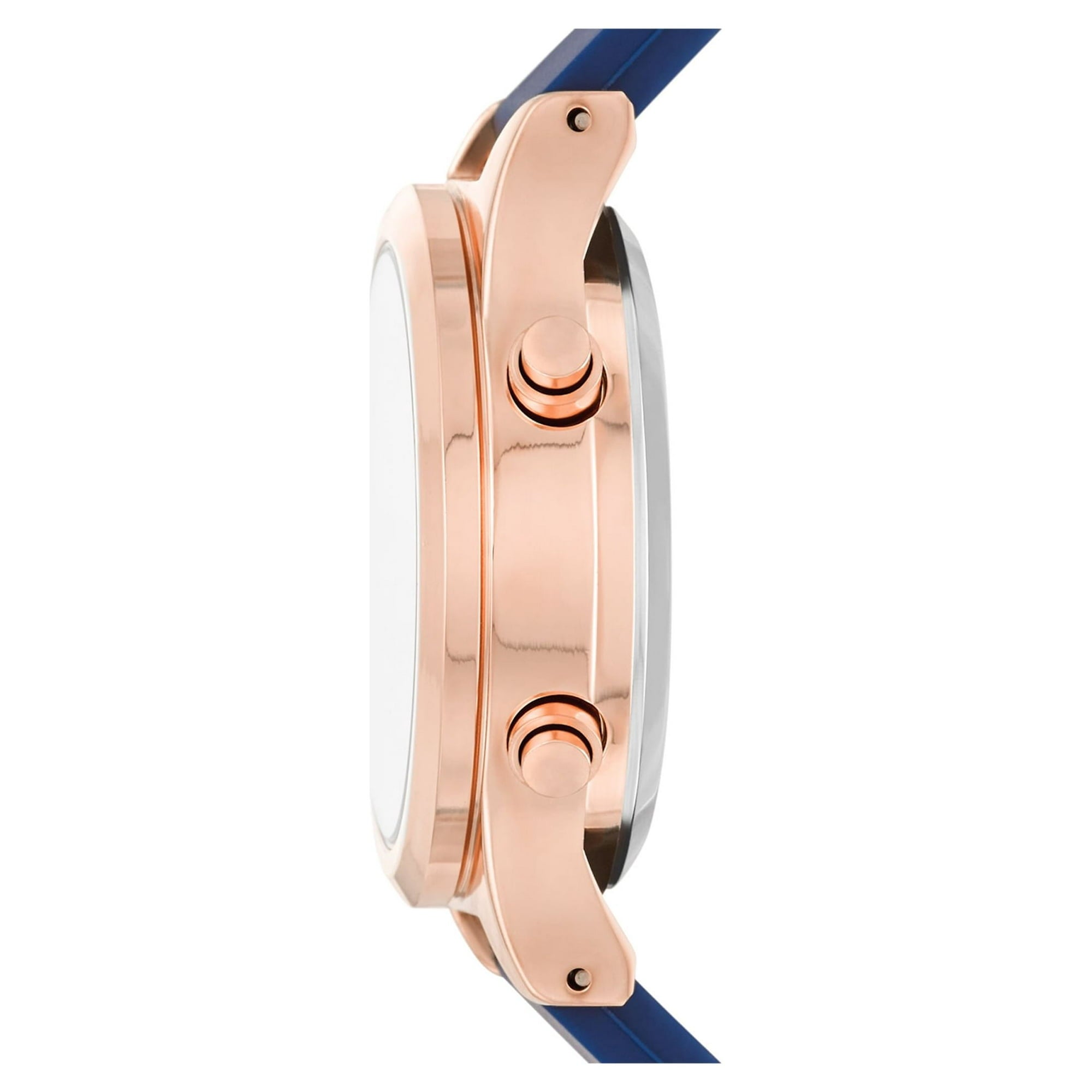 Time and Tru Women's Digital Wristwatch: Rose Gold Tone Round Case, Navy Blue Soft Silicone Band (FMDOTT085)