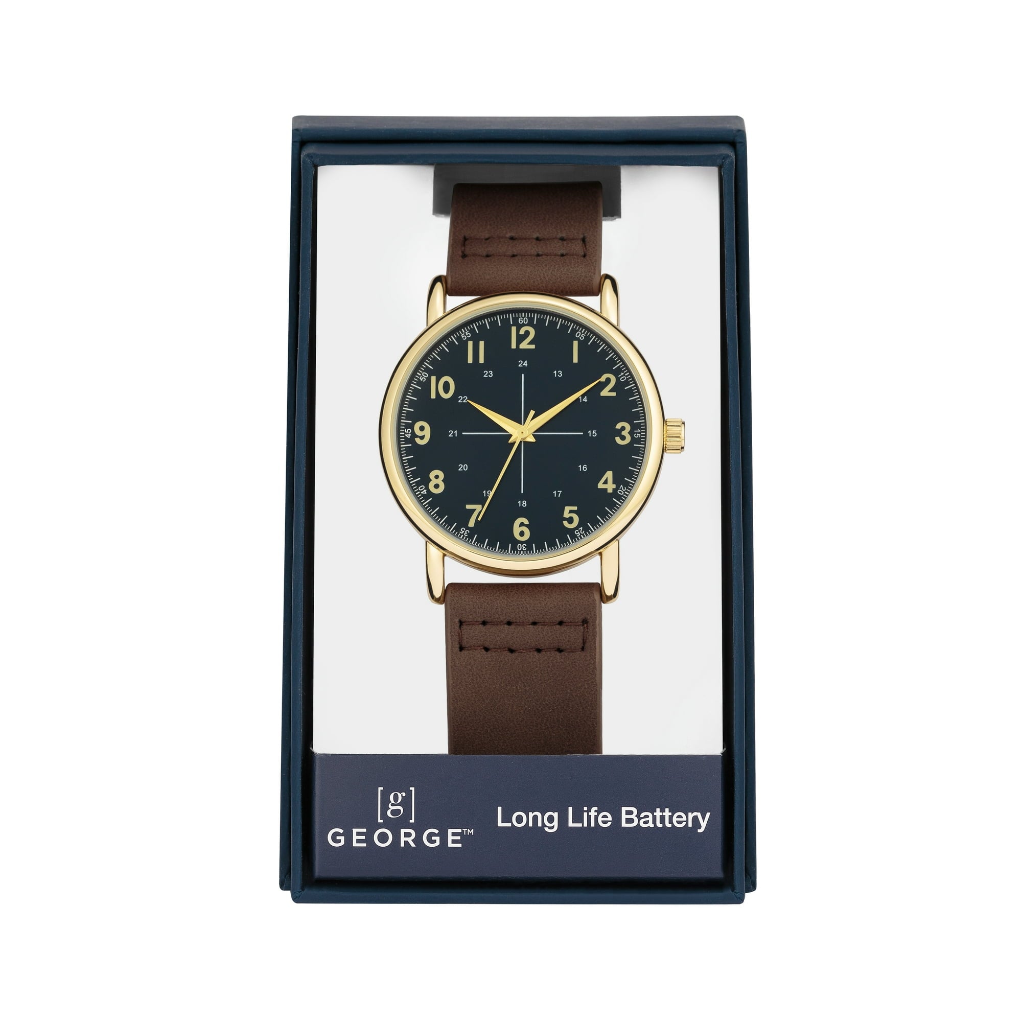 George Brown Strap Gold Tone Men's Analog Watch