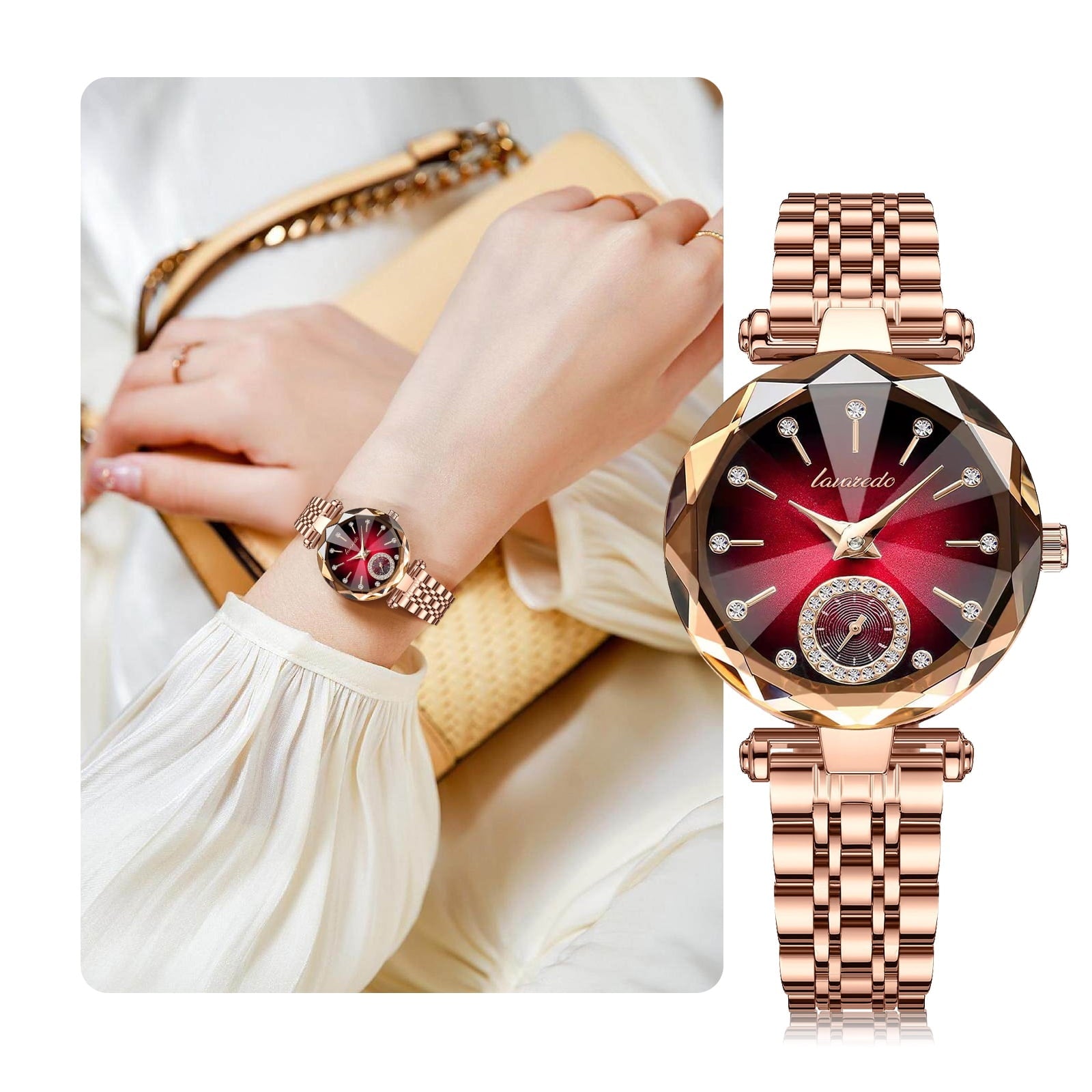 Women Watch Fashion Diamond Analog Quartz Wristwatches Luxury Ladies Watch with Stainless Steel Band Waterproof Wristwatches Gift for Women