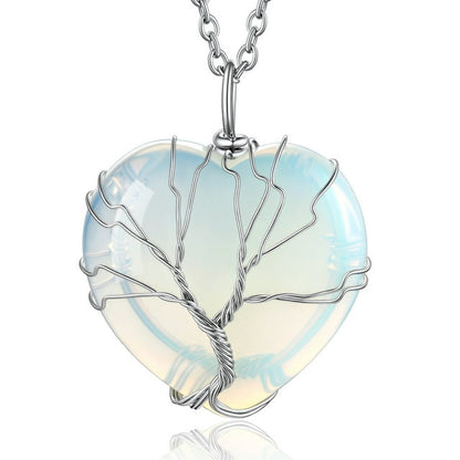 Bestyle Crystal Tree of Life Necklace – June Birthstone Moonstone Pendant Gift for Women