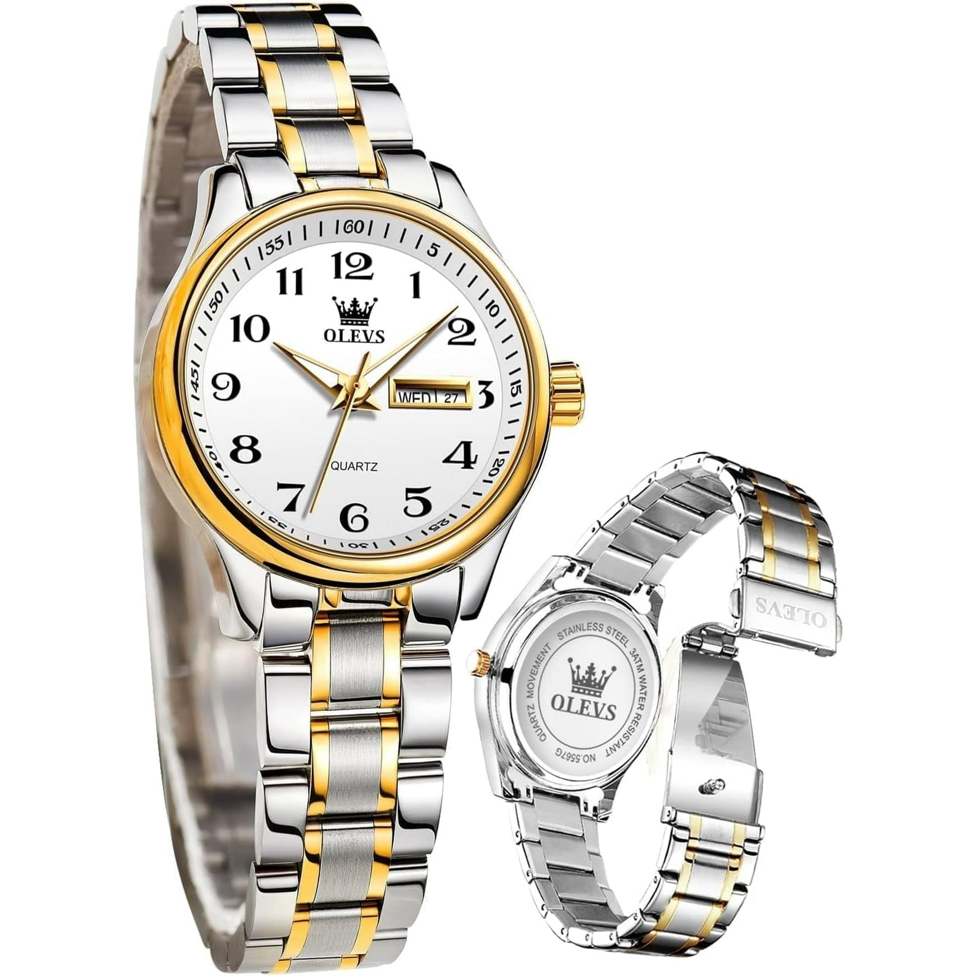 OLEVS Women Watches Business Dress Female Ladies for Small Wrist Watch Gold Plated Silver Tone Stainless Steel Band Analog Quartz Waterproof Lady Watches