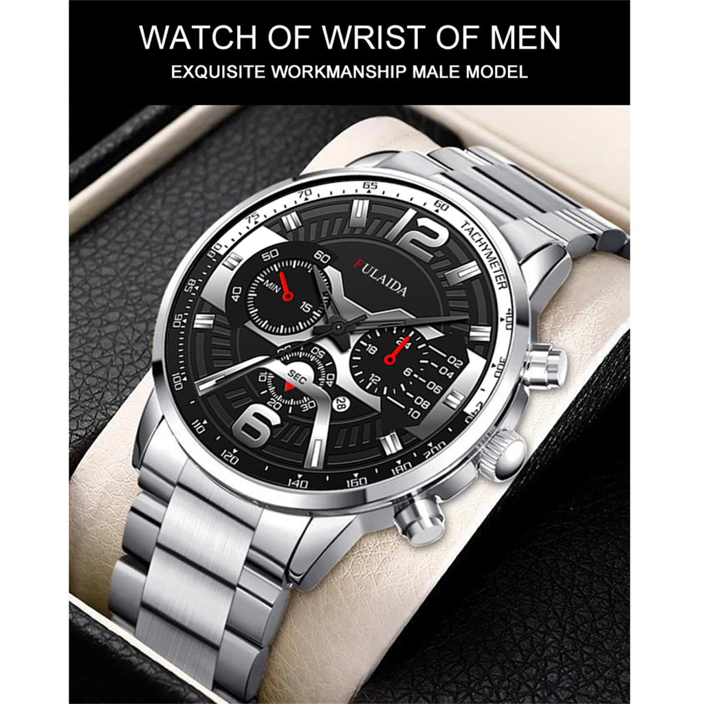 JIaleilei Fashion Sport Men's Stainless Steel Case Steel Band Quartz Analog Wrist Watch A1000m-1bvt