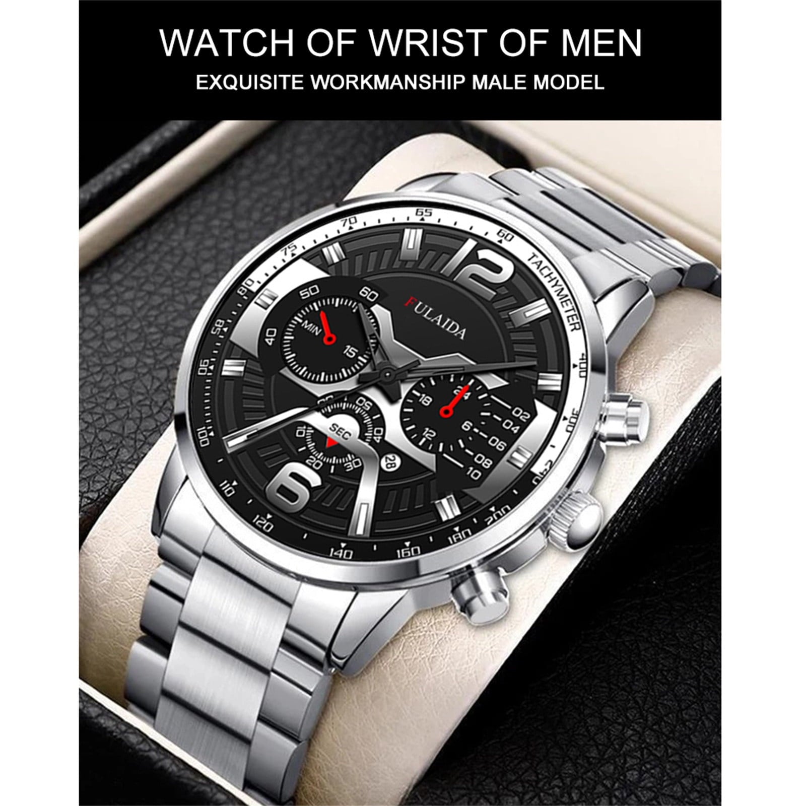 JIaleilei Fashion Sport Men's Stainless Steel Case Steel Band Quartz Analog Wrist Watch A1000m-1bvt