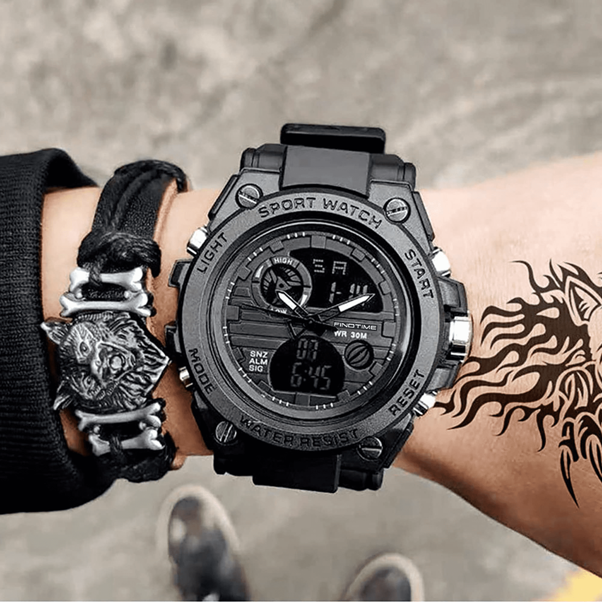 Findtime Men's Military Watch Outdoor Sports Electronic Watch Tactical Army Wristwatch LED Stopwatch Waterproof Digital Analog Watches