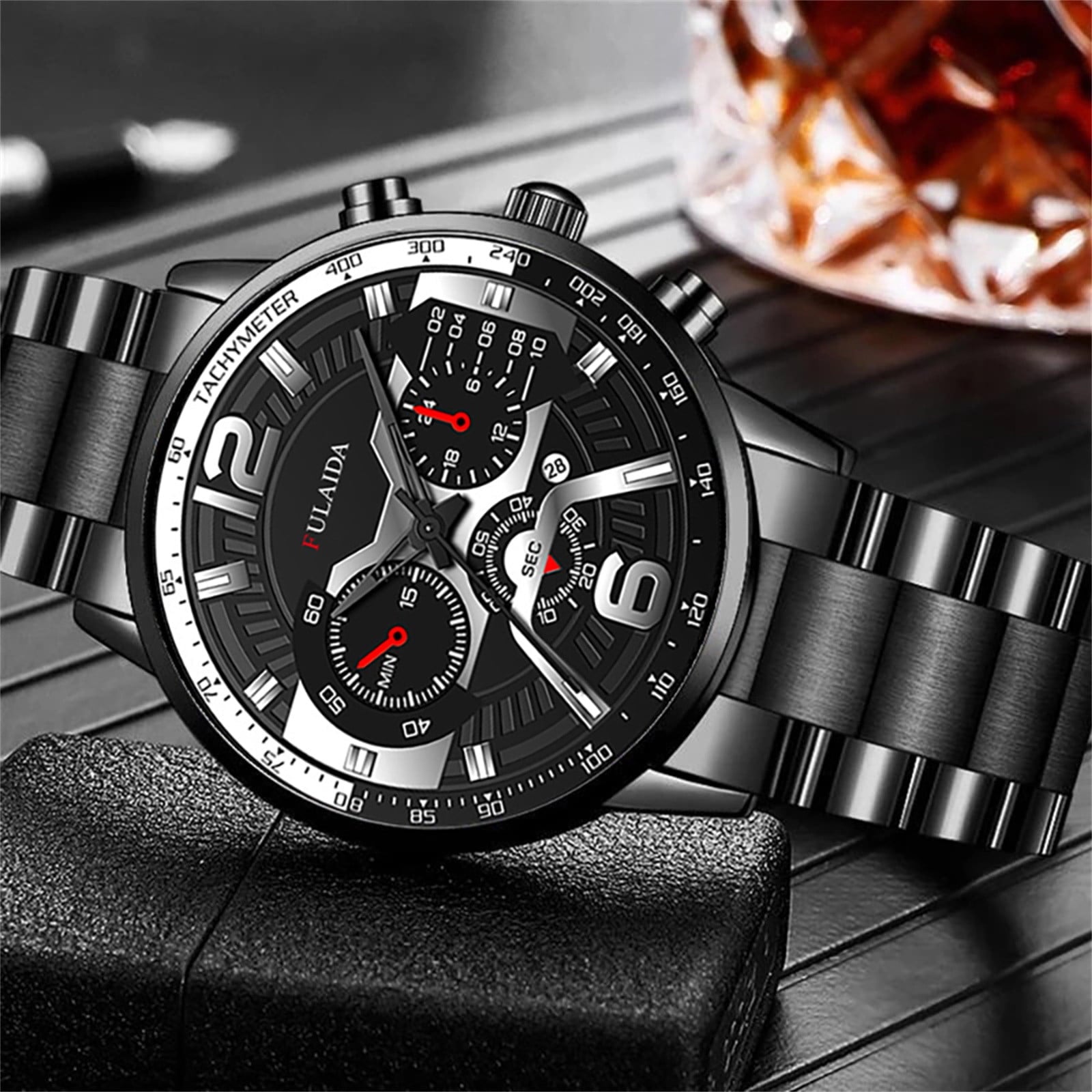 JIaleilei Fashion Sport Men's Stainless Steel Case Steel Band Quartz Analog Wrist Watch A1000m-1bvt