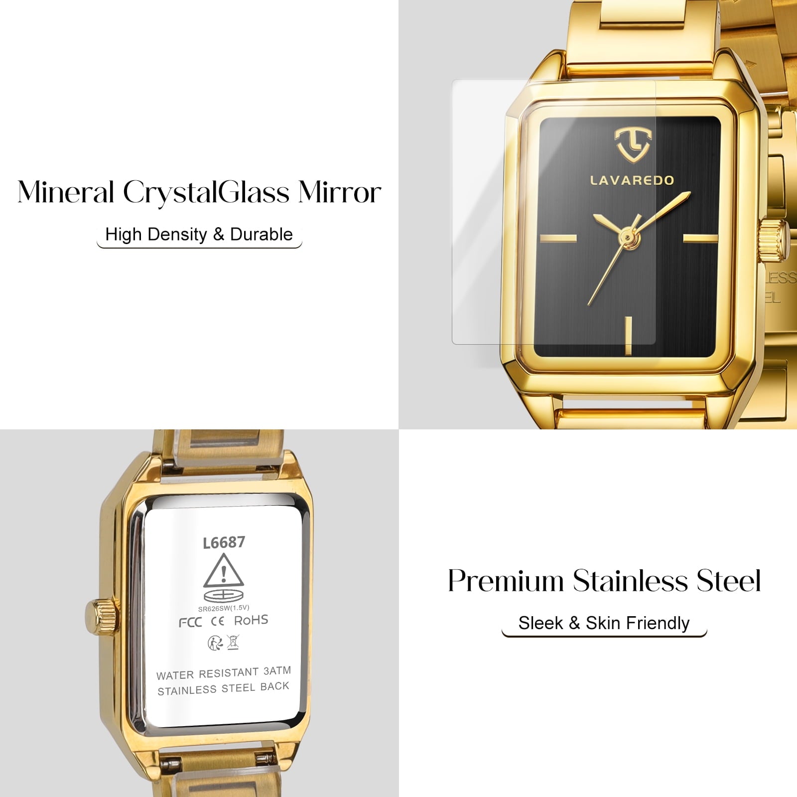 Watches for Women Luxury Ladies Quartz Wrist Watches Stainless Steel Bracelet,Waterproof Square Ladies Watches Mother's Day Gifts for Women