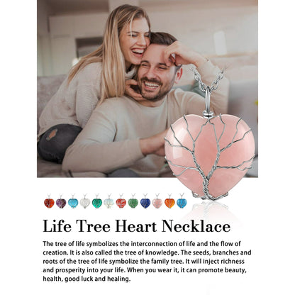 Bestyle Crystal Tree of Life Necklace – June Birthstone Moonstone Pendant Gift for Women